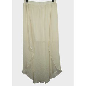 Ivory Chiffon Layered Split Boho Maxi Skirt